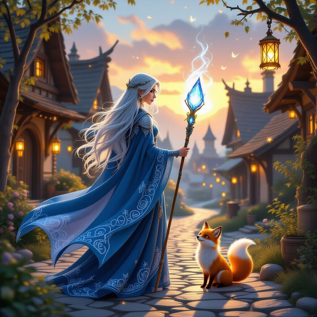 Heroine with Crystal Staff in Mystic Village