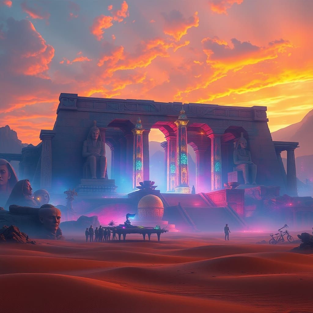 Ozymandias Ruins: Hyper-Realistic Digital Art