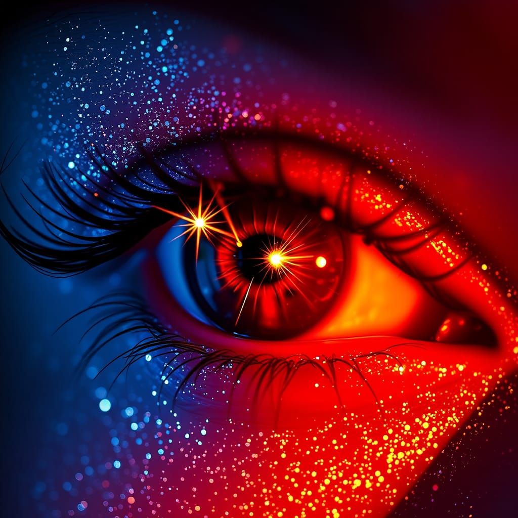 Eye Reflecting Sunset in Realistic Photography