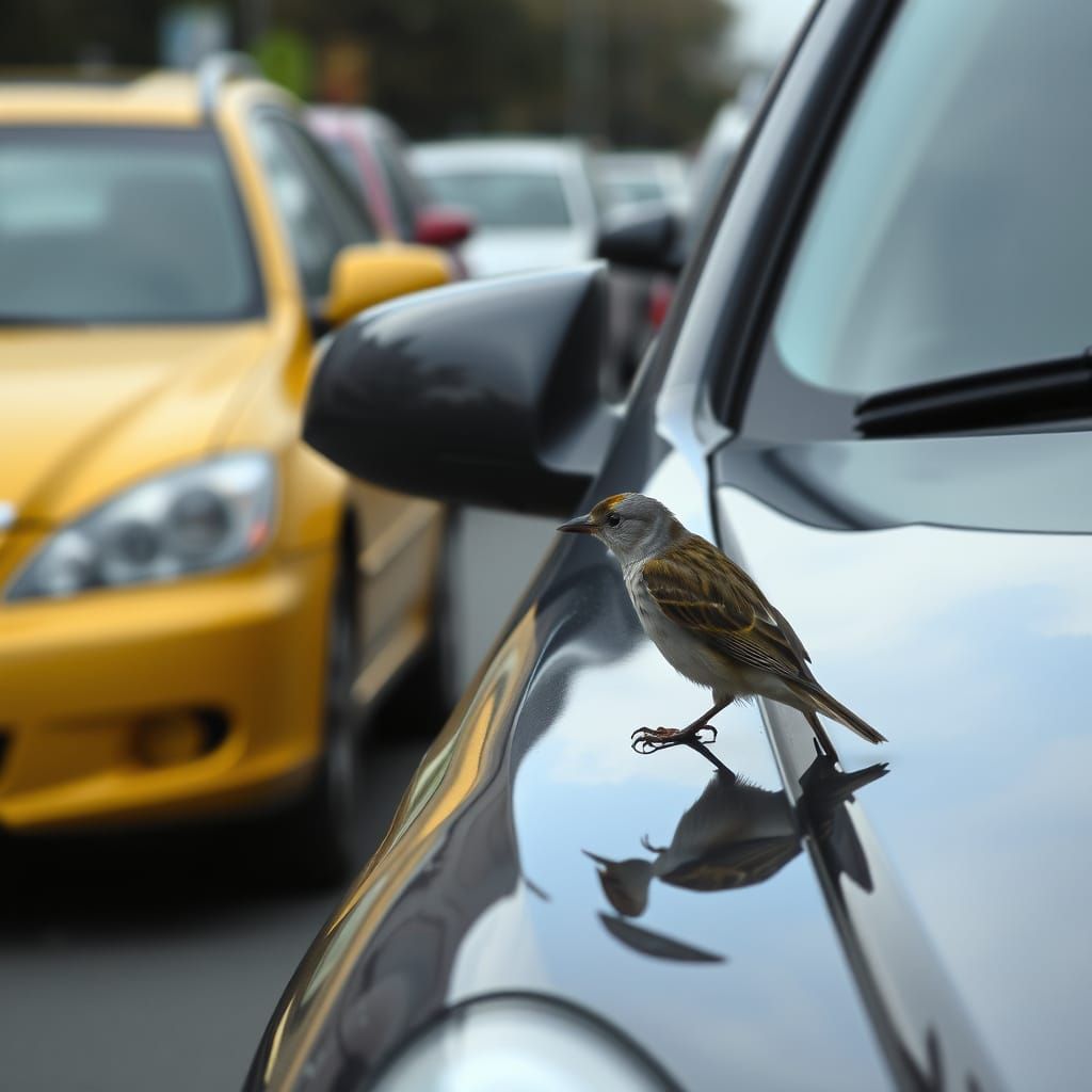 Cars Devour Birds in a Futuristic Dystopian Landscape
