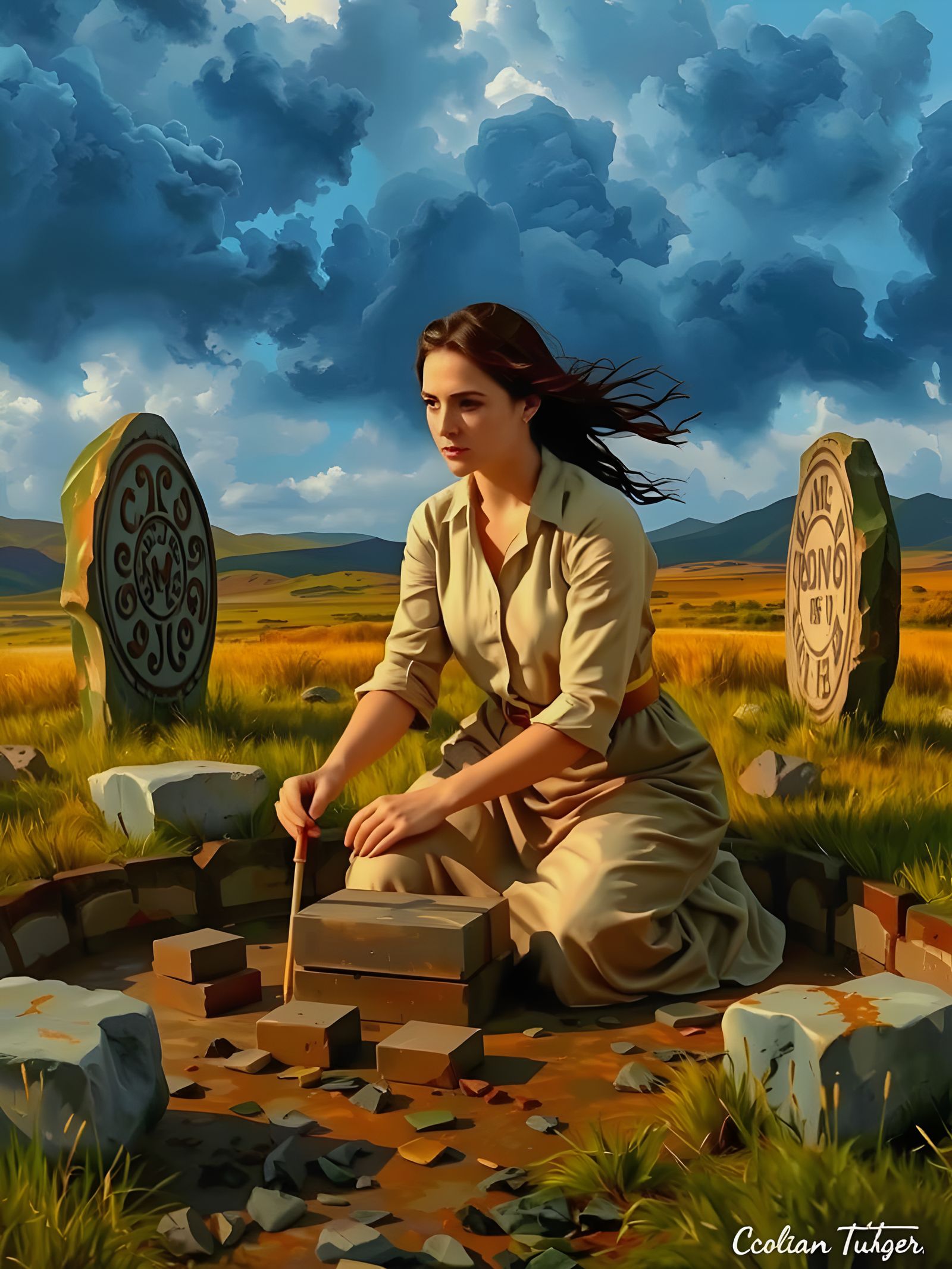 Egyptian Archaeologist at Celtic Stone Circle