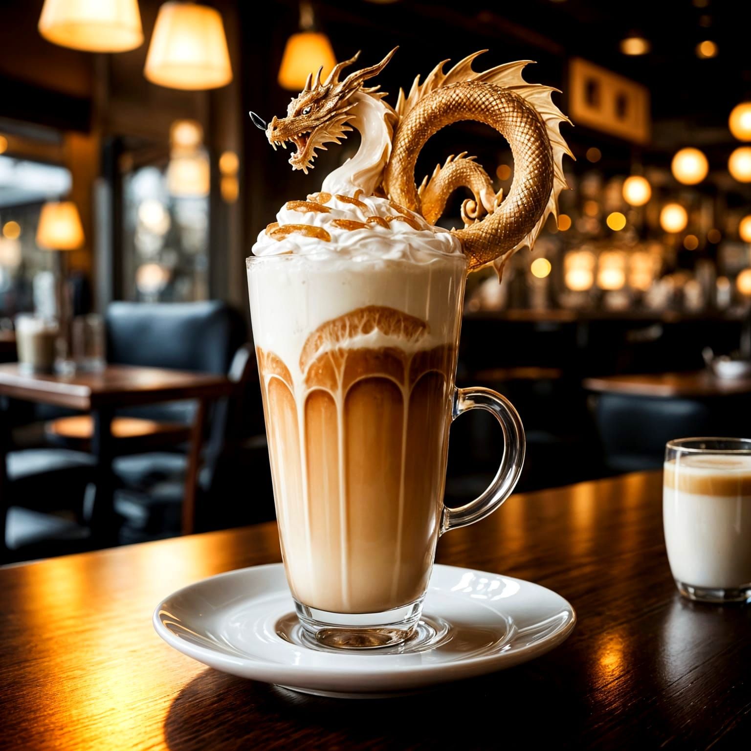 Latte Art: Dragon Emerges from Coffee Glass