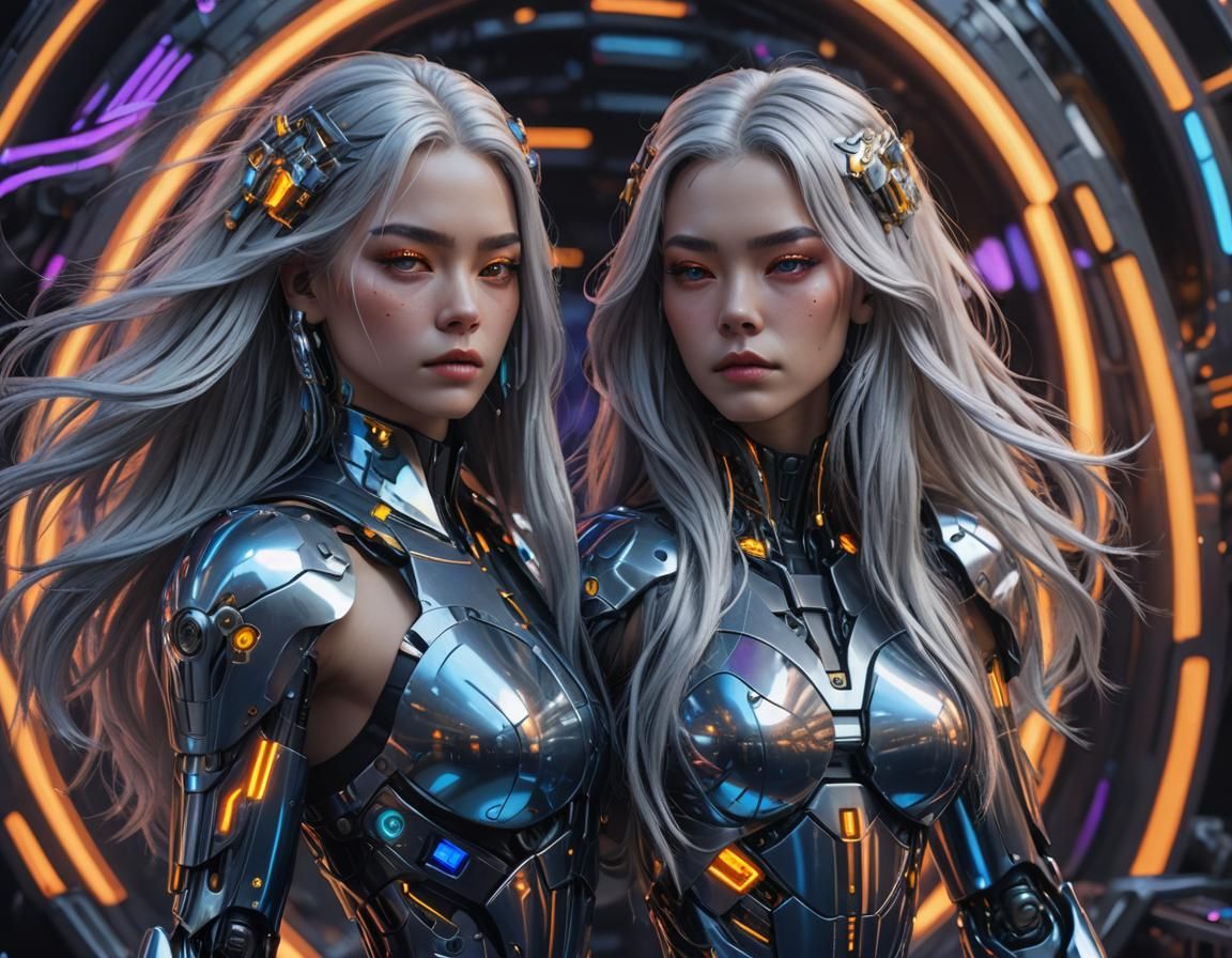 Sorayama Inspired Cyborg Woman in Metallic Futurism