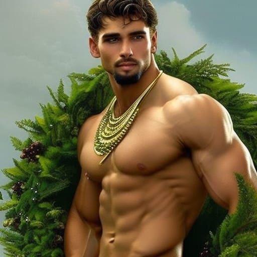 Handsome Man in Toga with Gold Jewelry