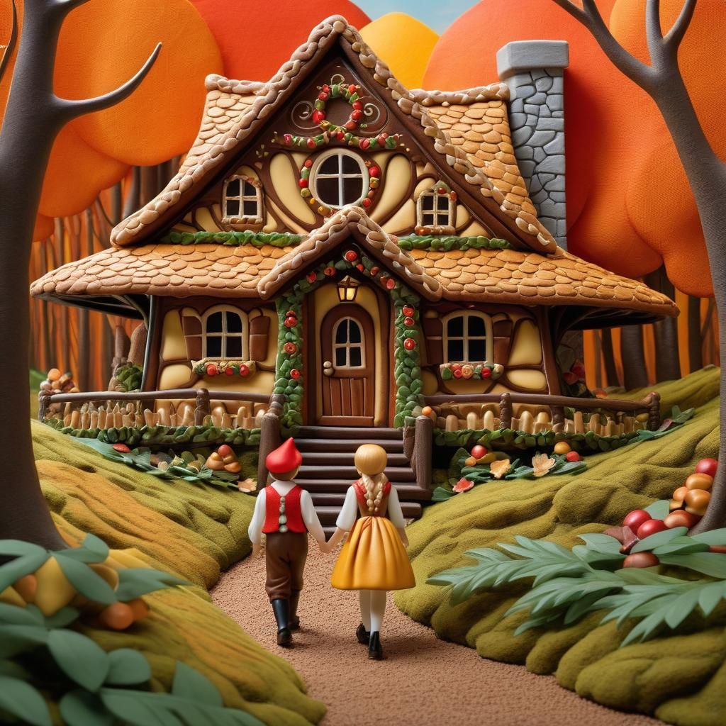 Hansel and Gretel's Gingerbread House in Forest