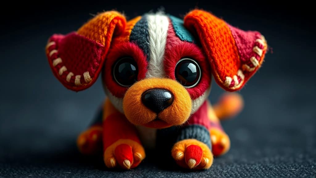 Fabric Puppy with Whimsical Details