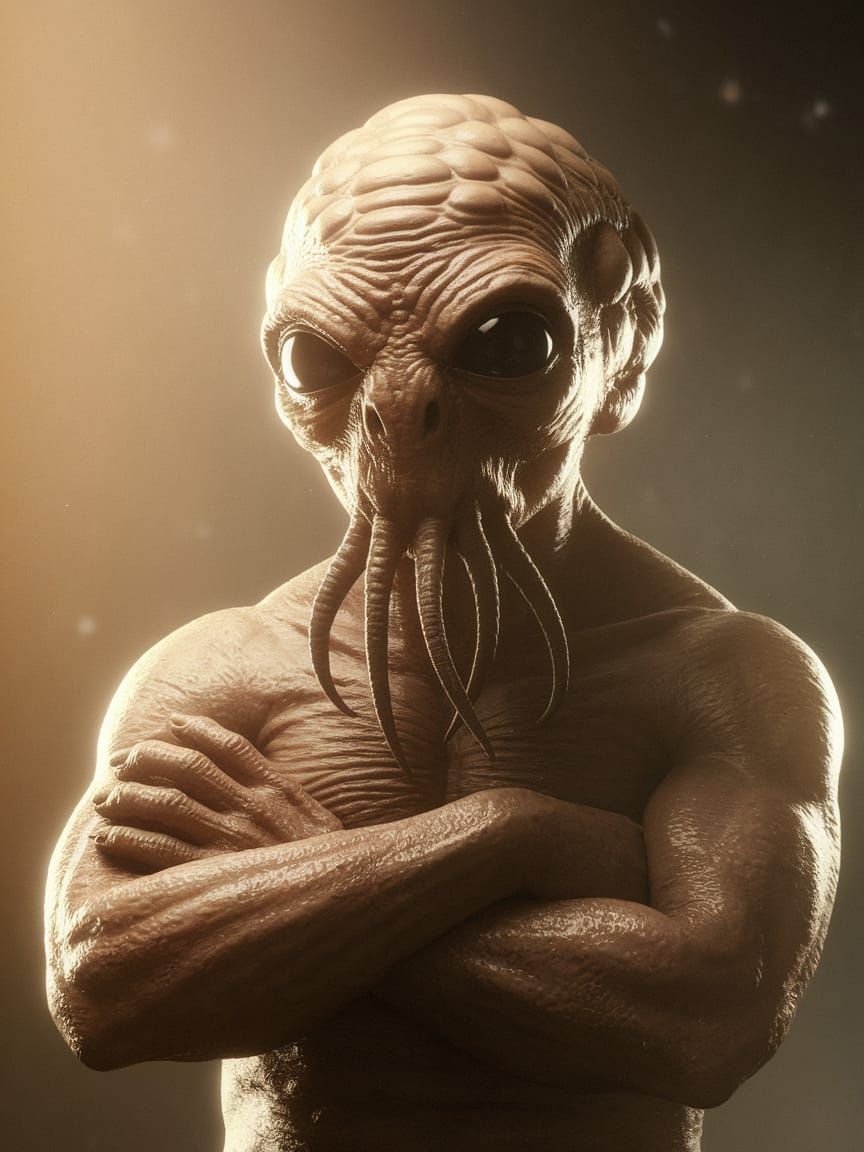 Cosmic Alien Entity with Lumpy Head and Tentacles