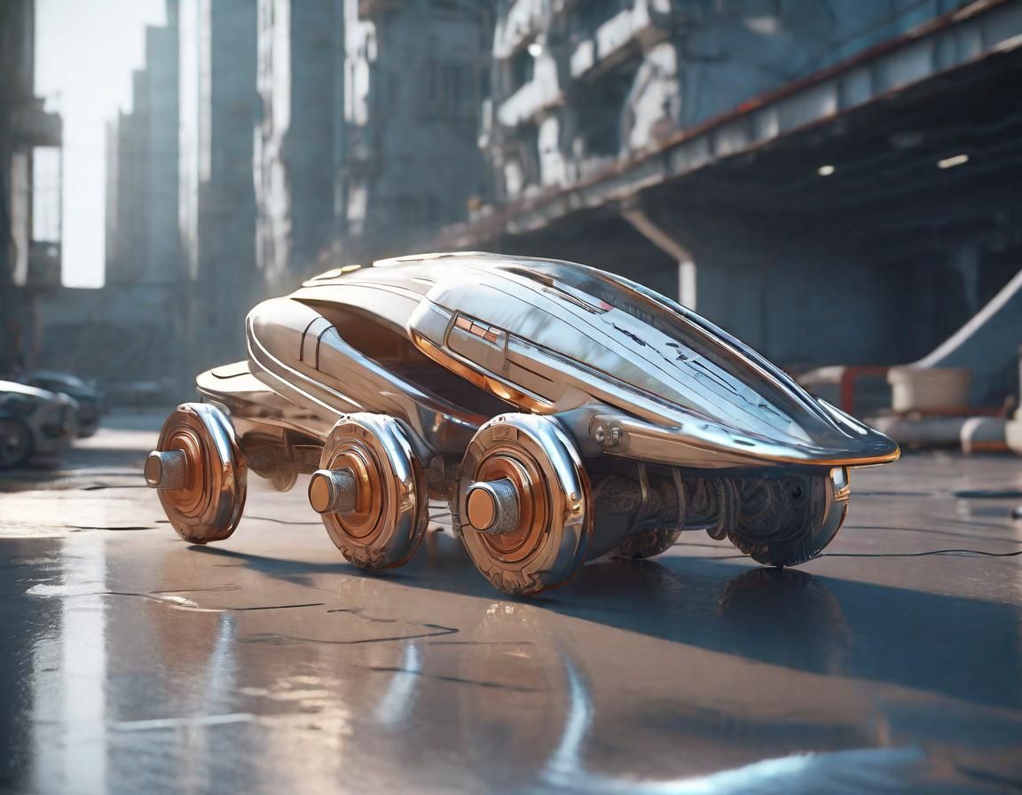 Futuristic Wheeled Boat Concept in Sci-Fi Style