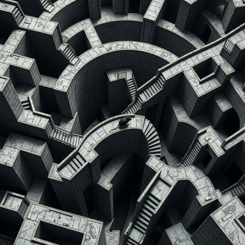 Impossible Maze in Escher-Inspired 3D Style