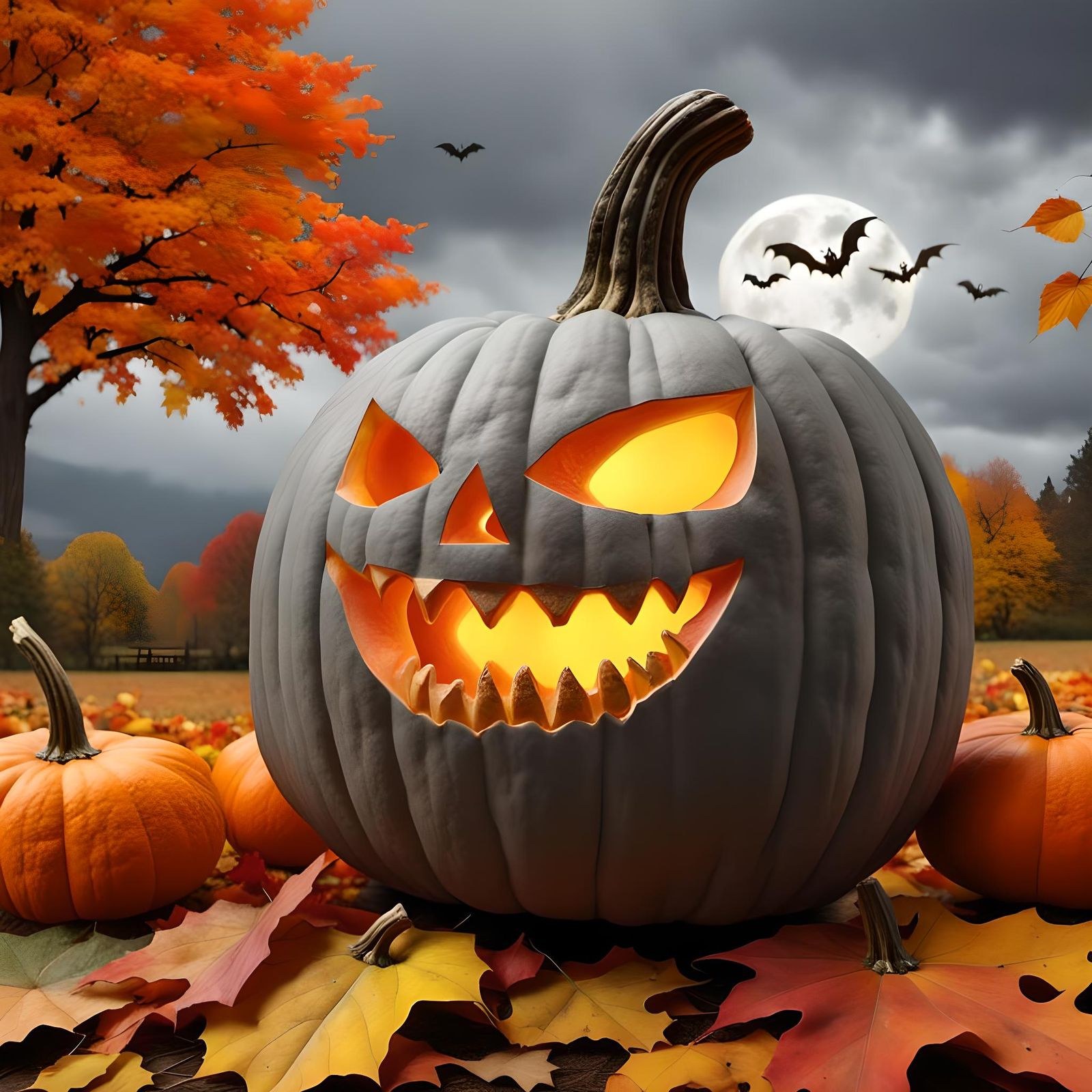 Halloween Pumpkin with Autumnal Display in 64k UHD