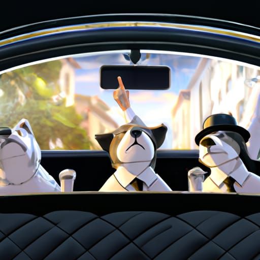 Dogs in Tuxedos Waving Down a Taxi, Ghibli Style