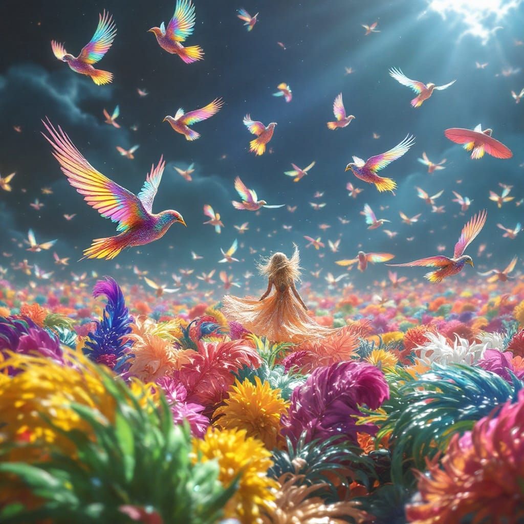 Vibrant Humanbirds Steal Glowing Feathers from Airsurfing Hu...