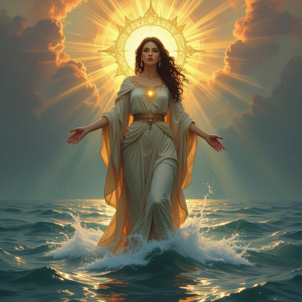 Archetypal Judgment Rises from the Sea in Dramatic Style