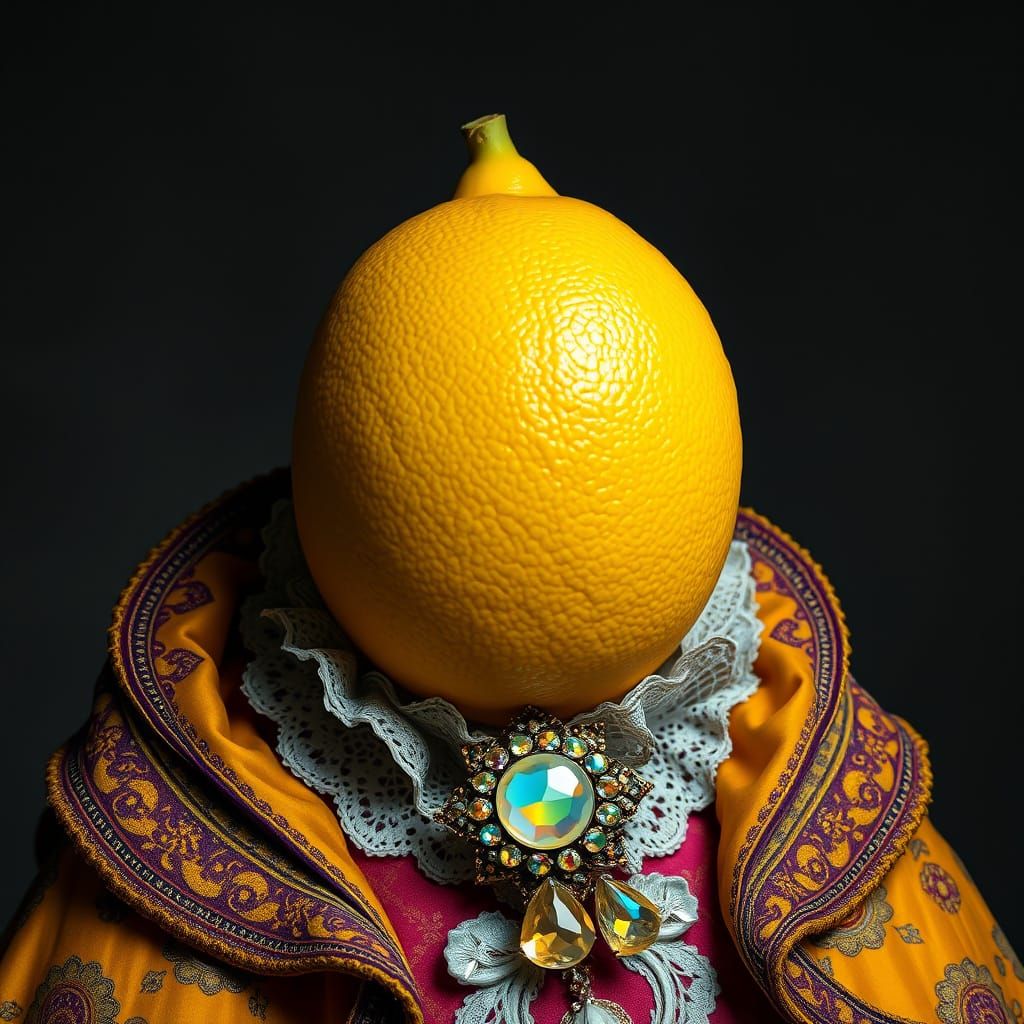 Regal Citric Portrait in Opulent Velvet and Jewels