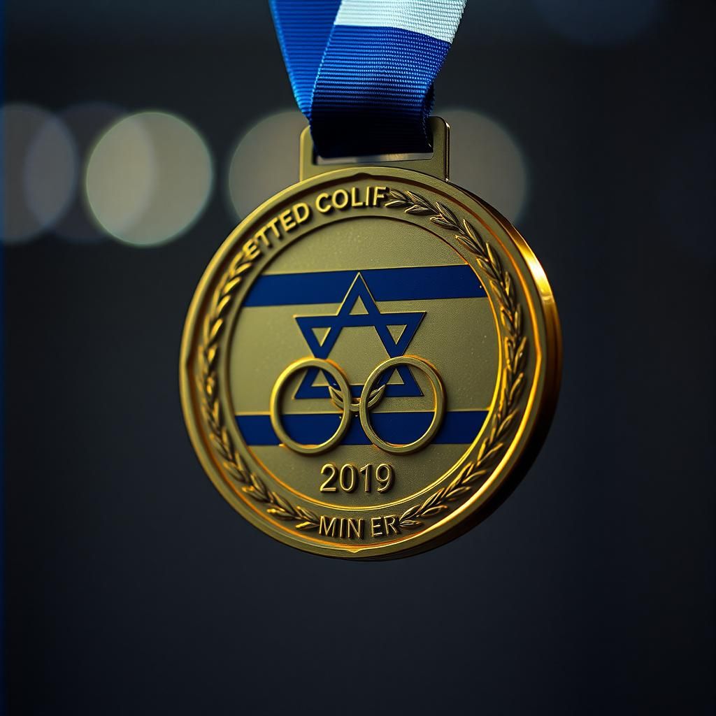 Olympic Medal Engraved with Israeli Flag on Film