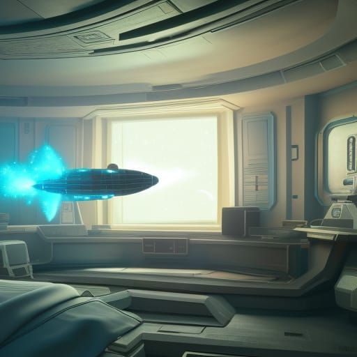 Cosmic Spacecraft in Bedroom, 3D Game Cinematic