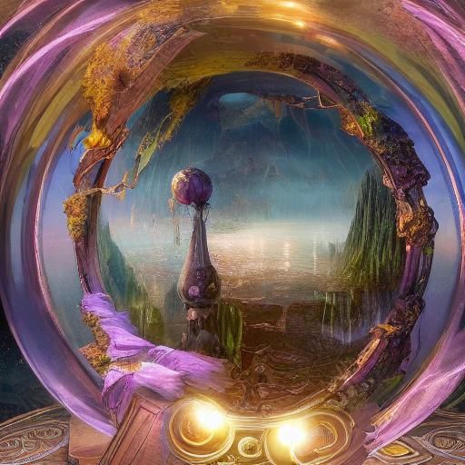 Detailed Crystal Ball Vision in Matte Painting Style