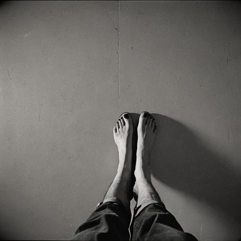 Dramatic Feet in Black and White: Cinematic Film Still