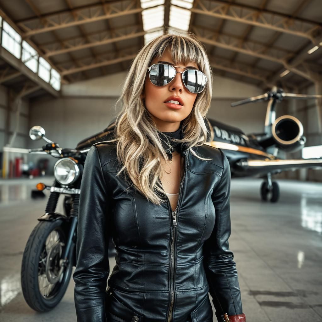 Biker on Desert Highway in Digital Art Style