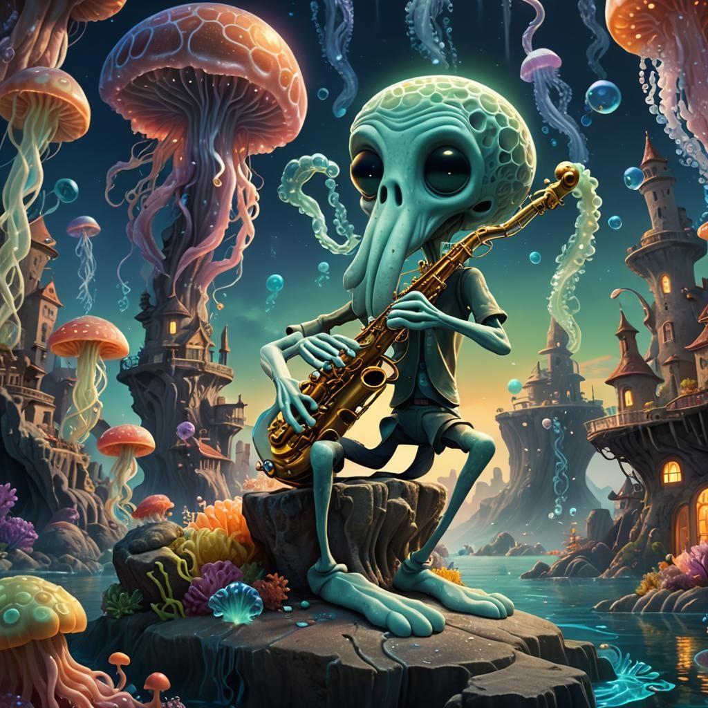 Squidward's Underwater Clarinet Serenade: Fantasy Concept Ar...