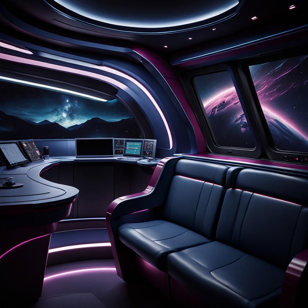 Elegant Starship Interior Panel in Cinematic Style
