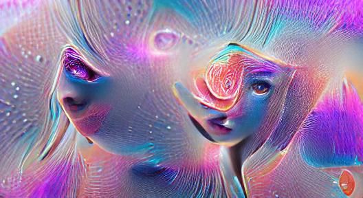 Holographic Astral Illustration in Mixed Media Style