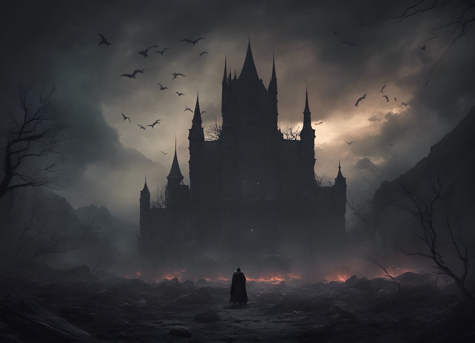 Epic Vampire in Shadows on Battlefield