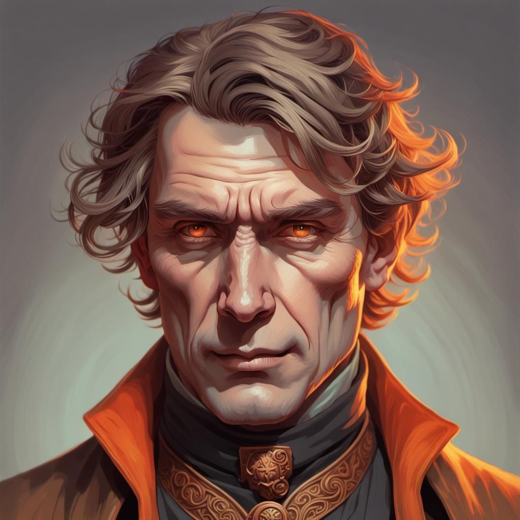 Orange Magic Portrait in Hyperdetailed Style