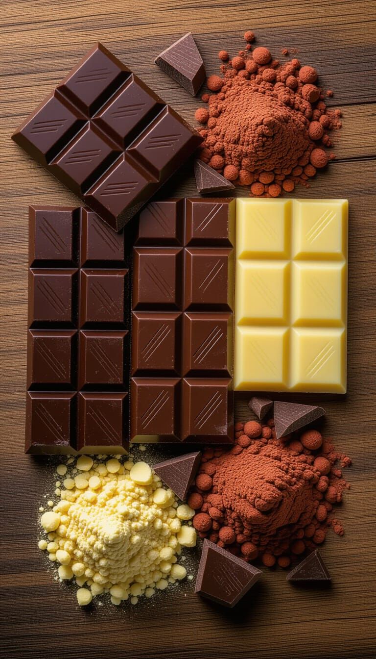 Artful Chocolate & Cocoa Powder Flat Lay