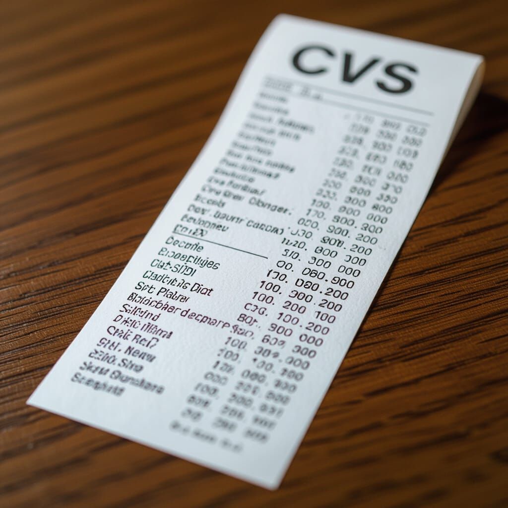 Photorealistic CVS Receipt with Dense Text