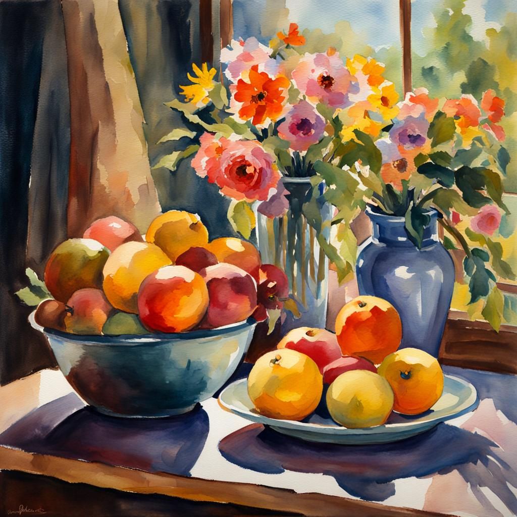 Impressionist Watercolor Still Life in Gouache Style