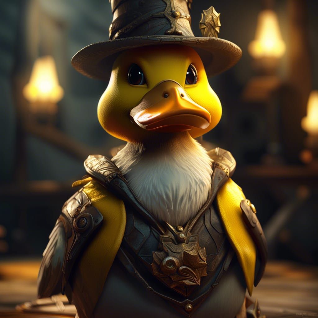Yellow Duck Wizard Portrait in 3D Cinematic Style