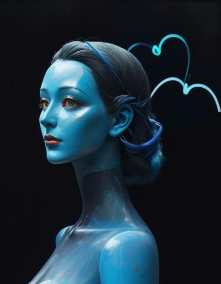 Surreal Mannequins with Neon Bluebird Hearts