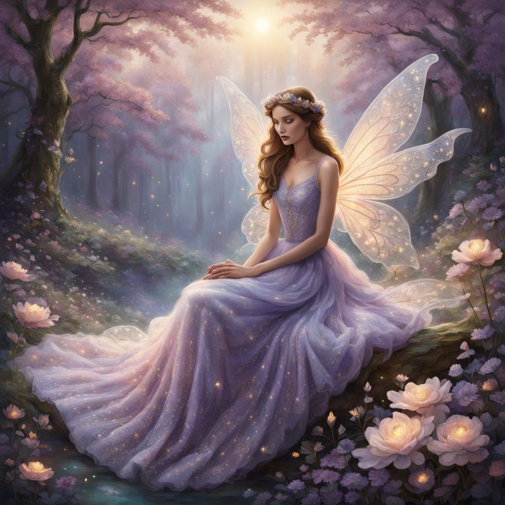 Zauberhafte Waldfee im magischen Licht **