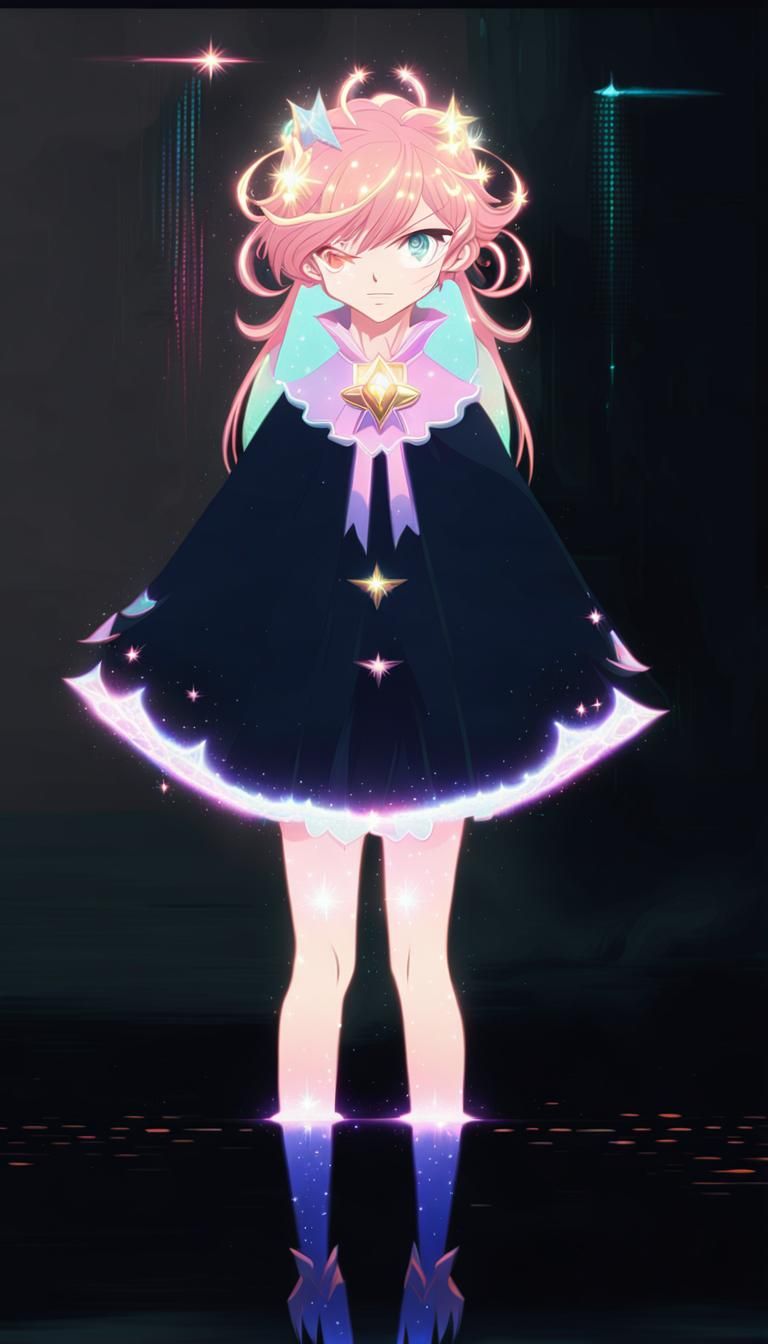 Magical Girl with Harpoon in Anime Style