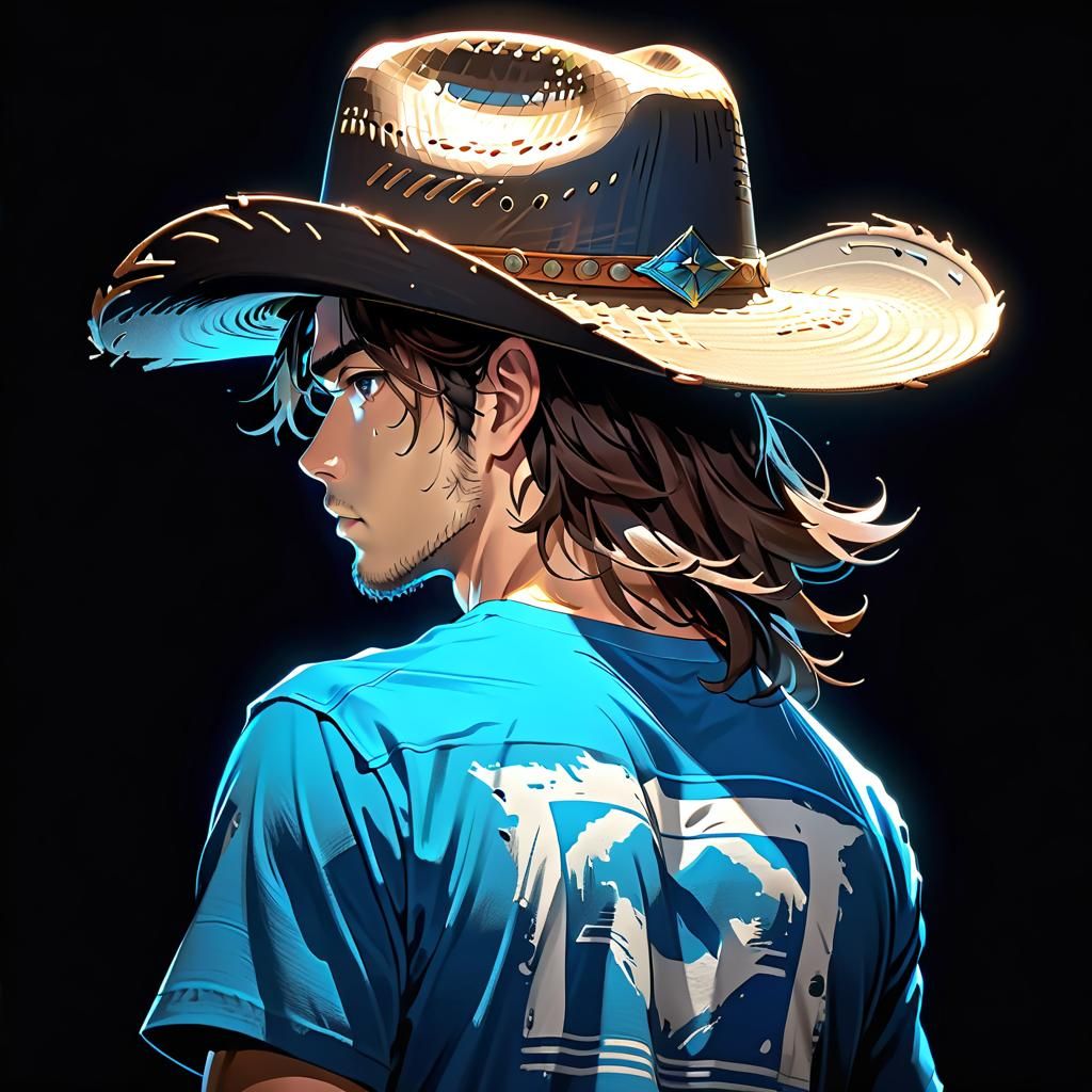 Detailed Cowboy Back Shot in Ukiyo-E Style