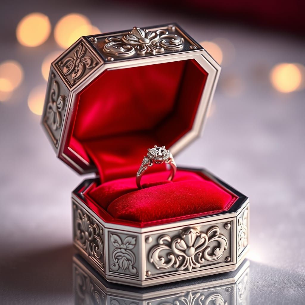 Elegant Mirrored Ring Box with Diamond