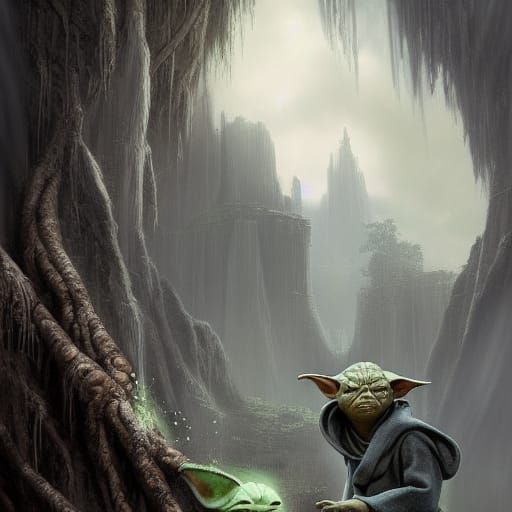 Fantasy Character's Farewell in Detailed Matte Painting