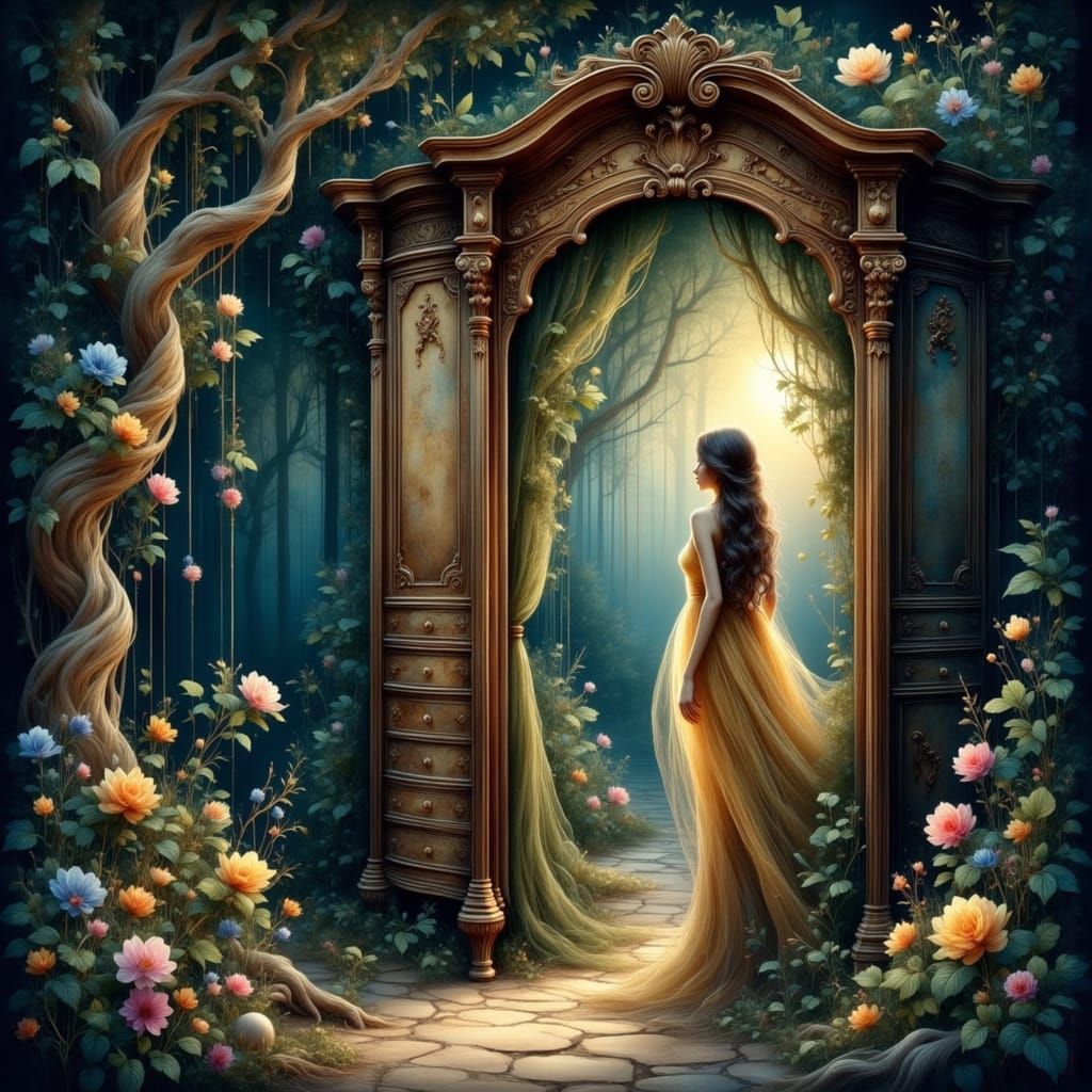 Stepping into a Fantastical World through a Grand Wooden War...