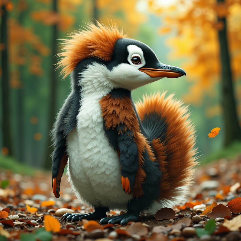 Chimaera: Realistic Portrait of a Penguin-Squirrel Hybrid in...
