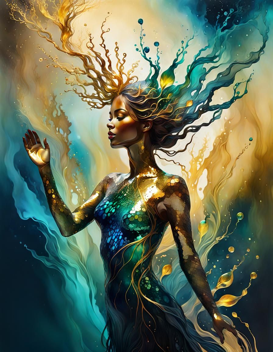 Ethereal Smoke Naiad in Digital Art Style