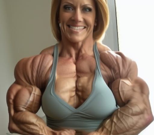 Muscular Bodybuilder Mom Flexing Ripped Physique