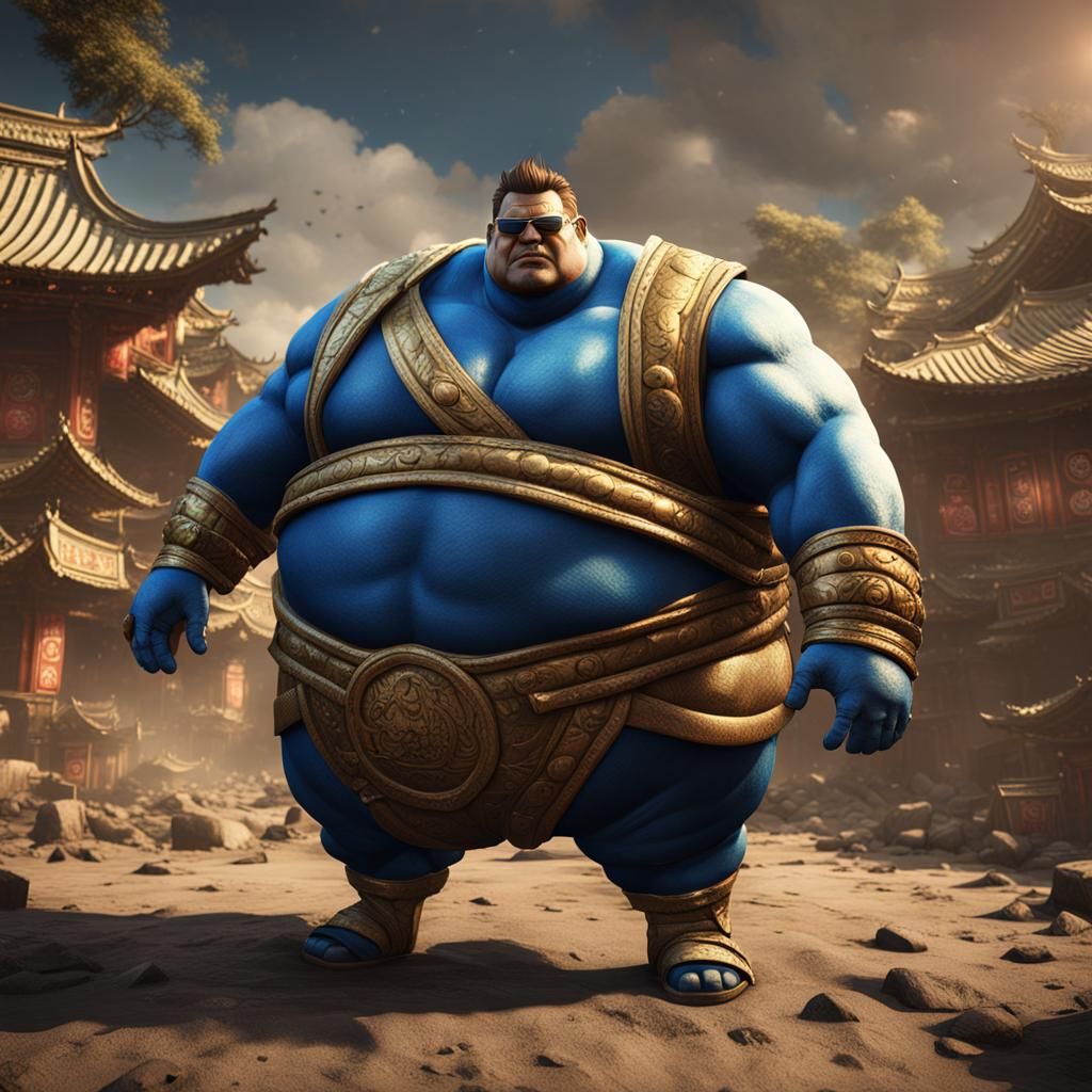 Overweight Johnny Cage with Bloated Sumo Belly