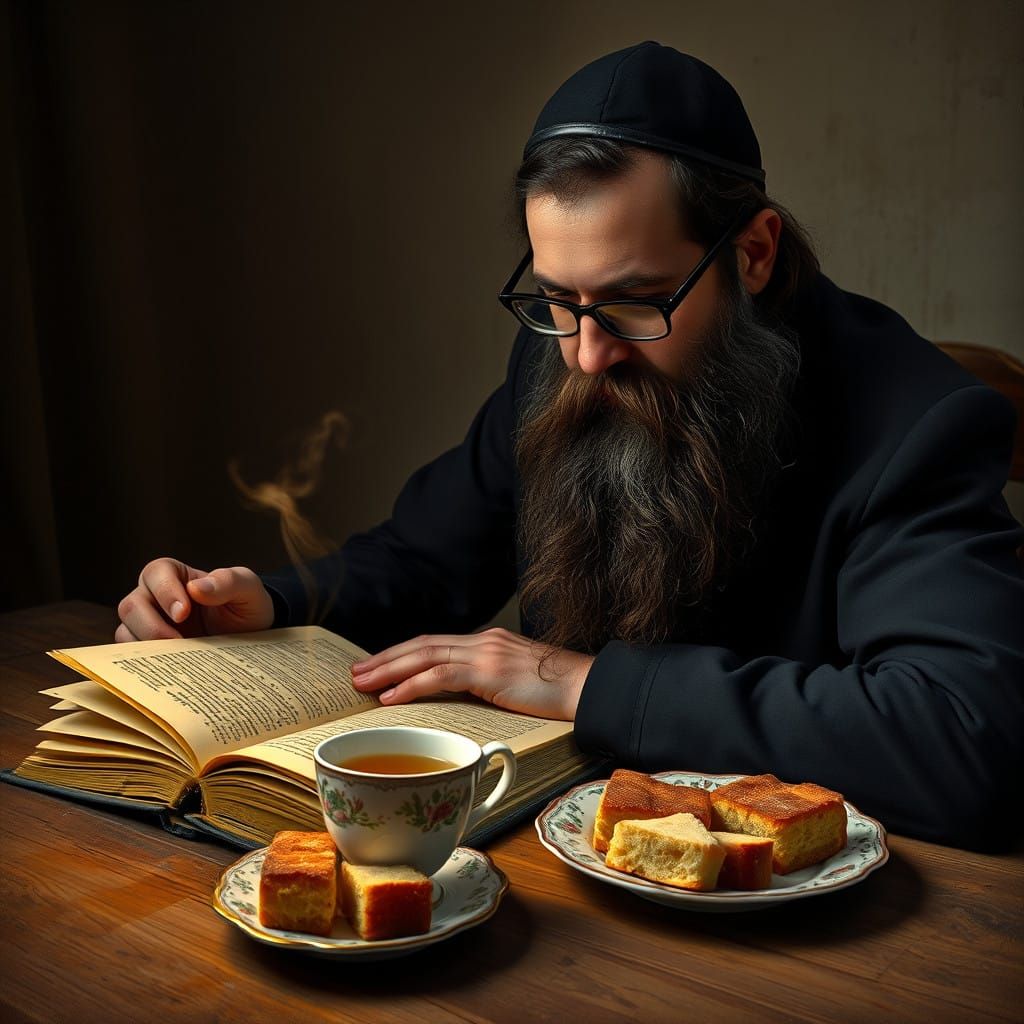 Ultra-Orthodox Jewish Scholar Studies Gemara in Intimate, Go...