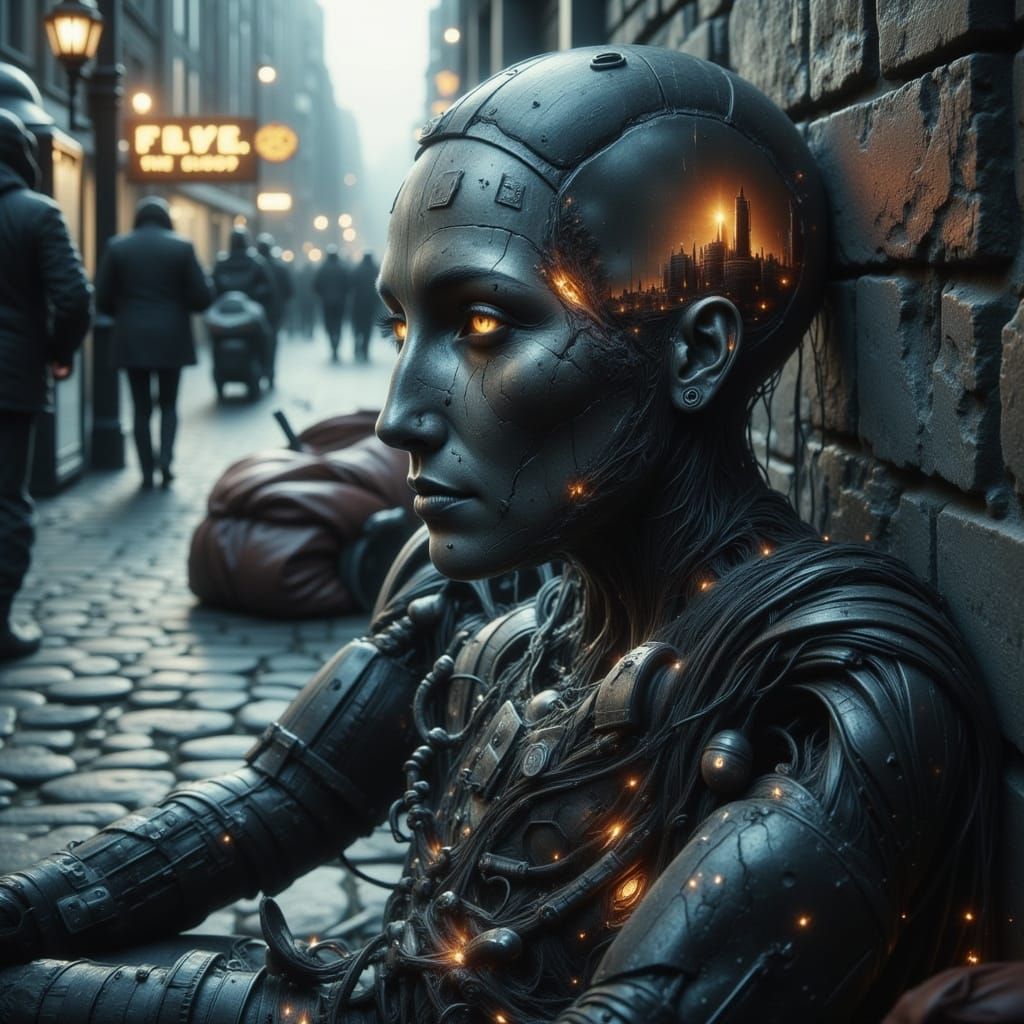 Android Sleeping Rough in Historic London