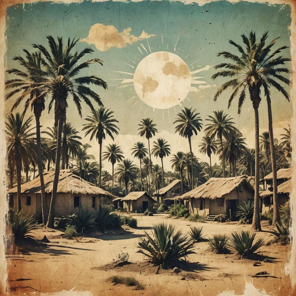 Futuristic African Village with Grunge Effects