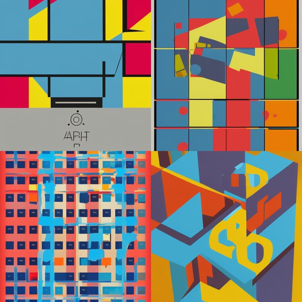 Geometric Bauhaus Pop Art Screen Print in 8K