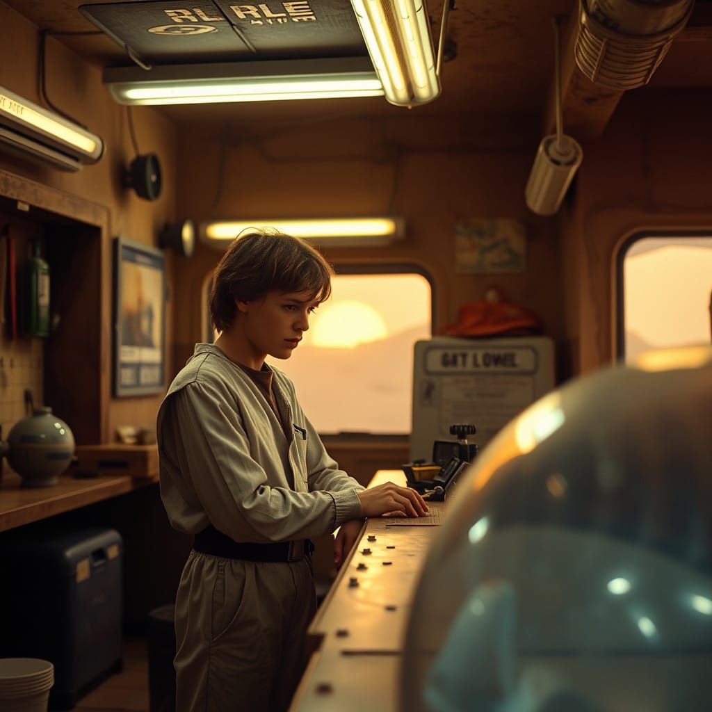 Young Luke Skywalker at Tosche Station in Cinematic 35mm Fil...