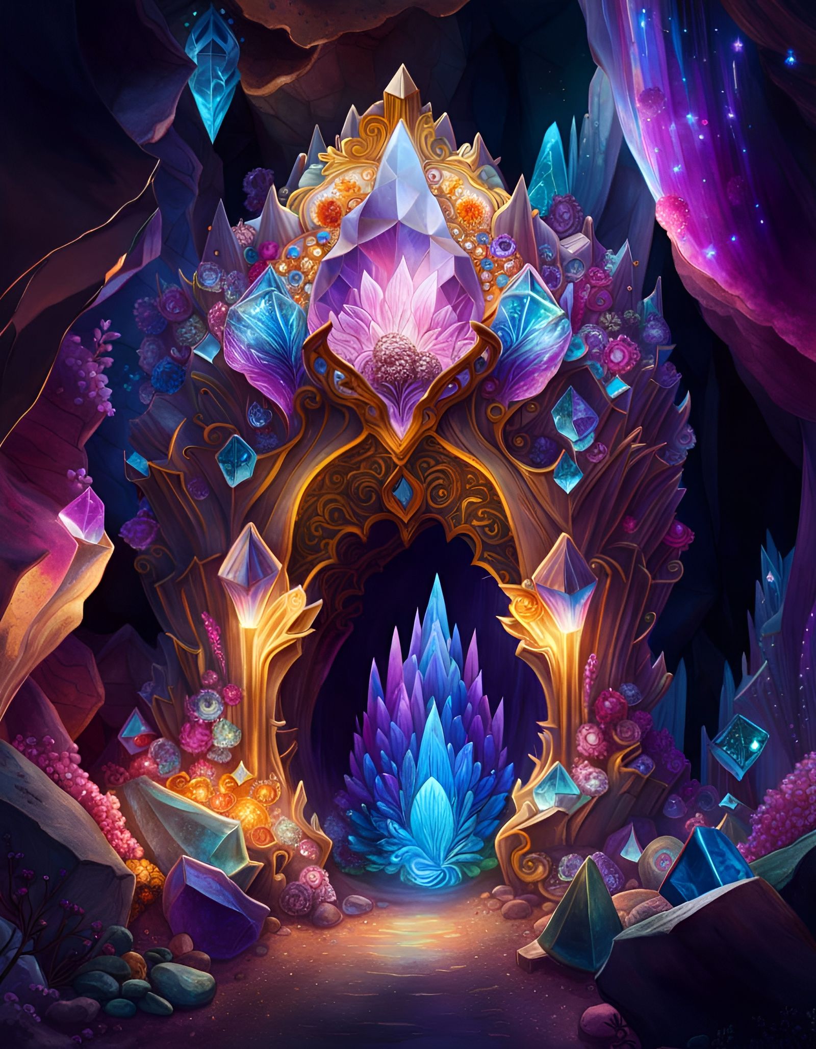 Glowing Crystal Cave Entrance: Fantasycore Artwork