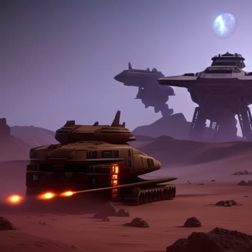 Futuristic Military Vehicles on Mars, Hyperdetailed Concept ...
